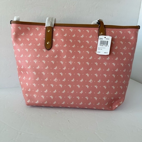 Coach NWT Large Pink Butterfly Print Tote - Picture 13 of 14